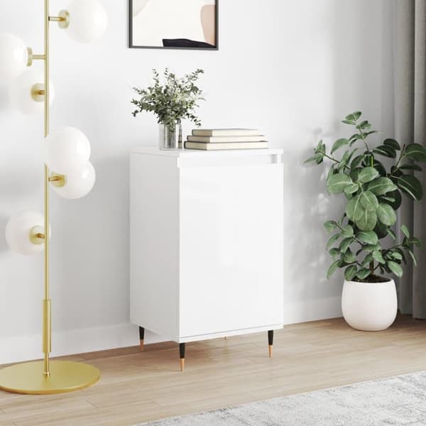 vidaXL skænk 40x35x70 cm konstrueret træ hvid højglans