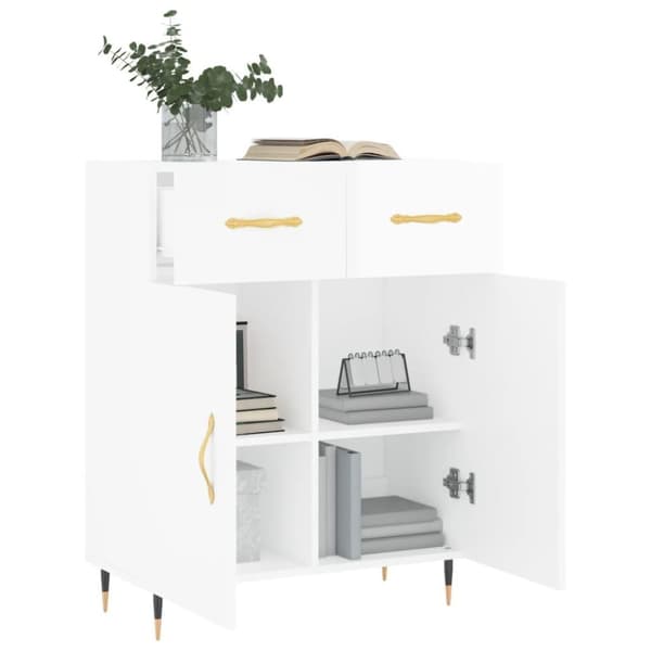 vidaXL skænk 69,5x34x90 cm konstrueret træ hvid højglans