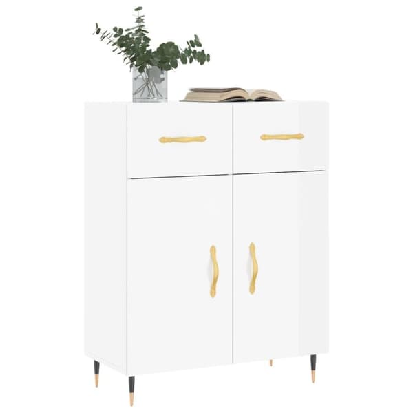 vidaXL skænk 69,5x34x90 cm konstrueret træ hvid højglans