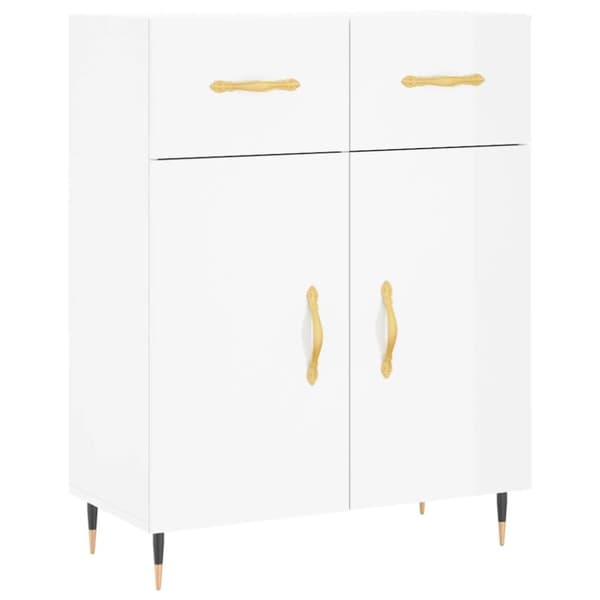 vidaXL skænk 69,5x34x90 cm konstrueret træ hvid højglans