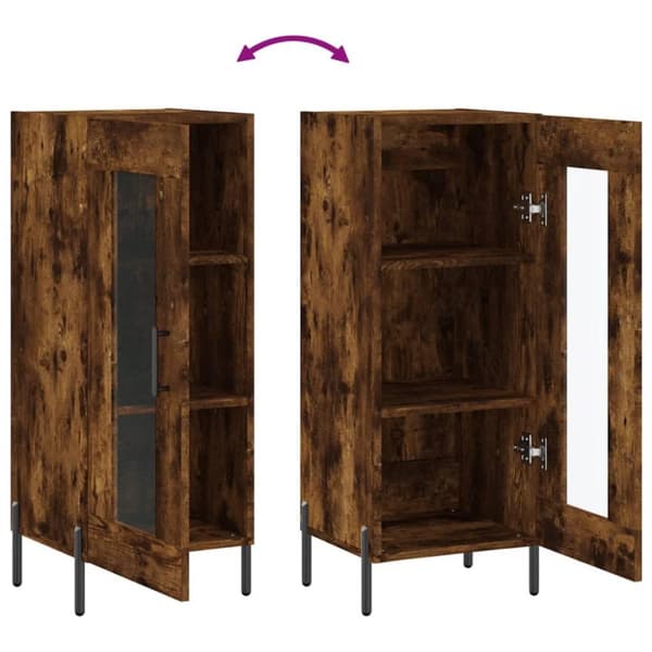 vidaXL Skänk rökfärgad ek 34,5x34x90 cm konstruerat trä