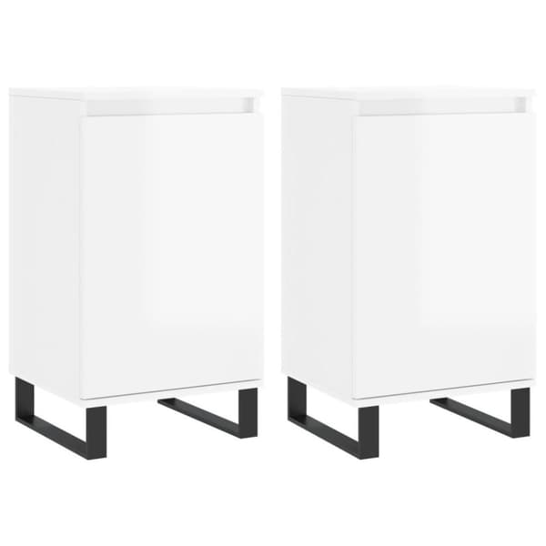 vidaXL Byråer 2 st vit högglans 40x35x70 cm konstruerat trä