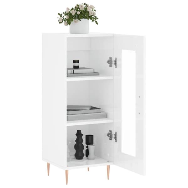 vidaXL skænk 34,5x34x90 cm konstrueret træ hvid højglans