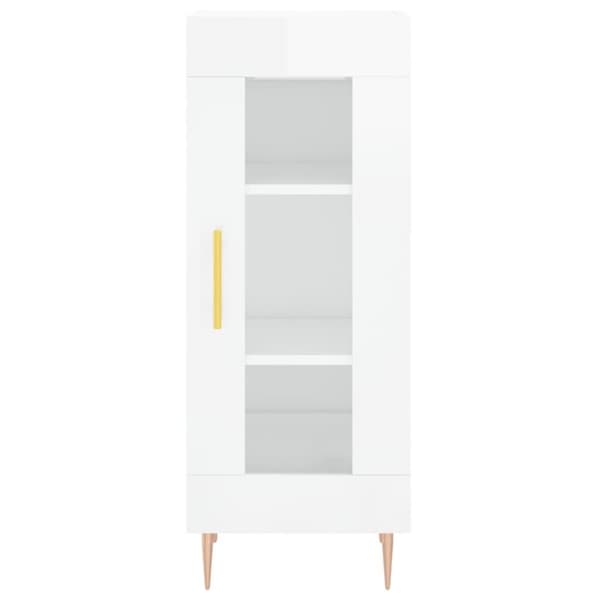 vidaXL skænk 34,5x34x90 cm konstrueret træ hvid højglans