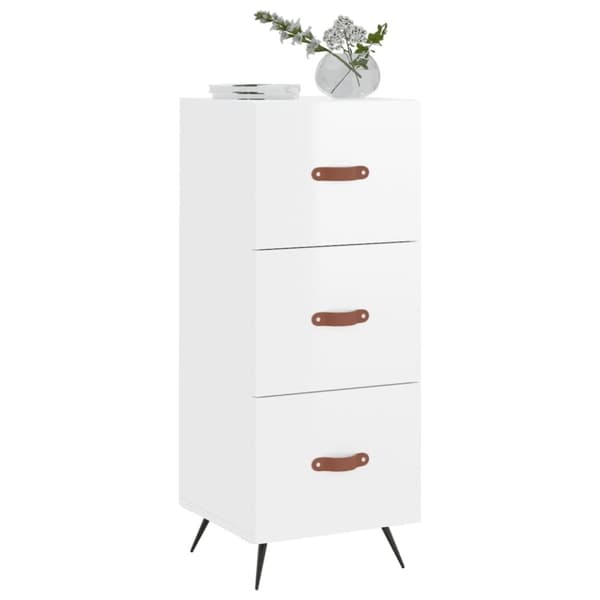 vidaXL skænk 34,5x34x90 cm konstrueret træ hvid højglans