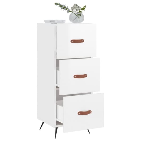 vidaXL skænk 34,5x34x90 cm konstrueret træ hvid højglans