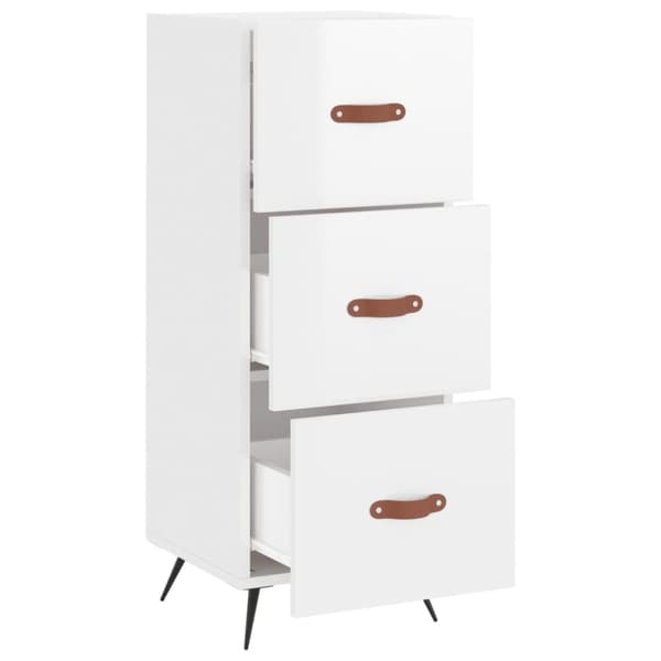 vidaXL skænk 34,5x34x90 cm konstrueret træ hvid højglans