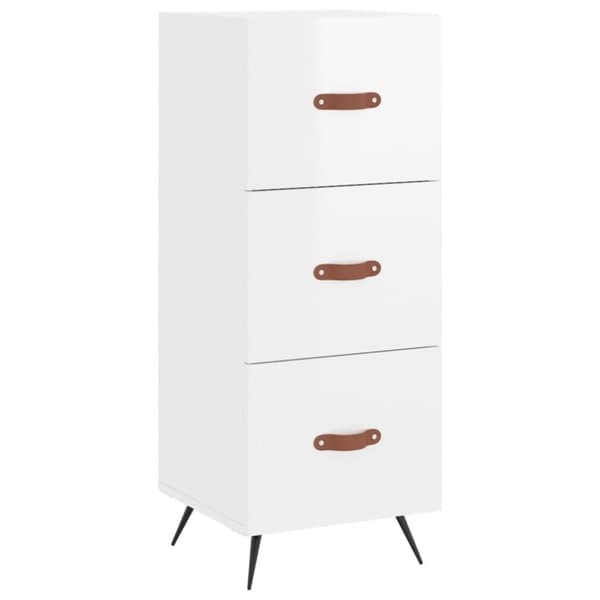 vidaXL skænk 34,5x34x90 cm konstrueret træ hvid højglans