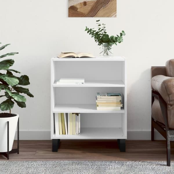 vidaXL skænk 57x35x70 cm konstrueret træ hvid højglans