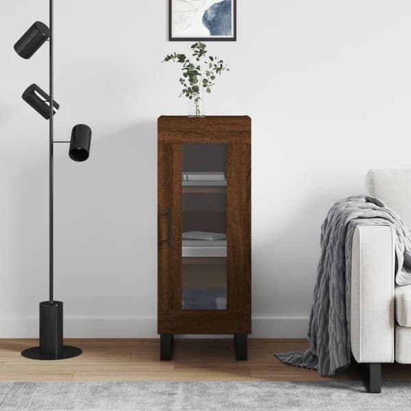vidaXL skænk 34,5x34x90 cm konstrueret træ brun egetræsfarve