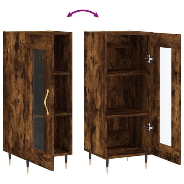 vidaXL Skjenk røkt eik 34,5x34x90 cm konstruert tre