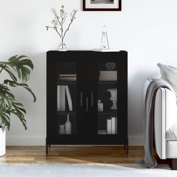vidaXL skænk 69,5x34x90 cm konstrueret træ sort