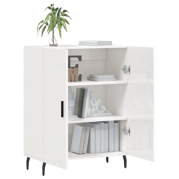 vidaXL Skänk vit högglans 69,5x34x90 cm konstruerat trä