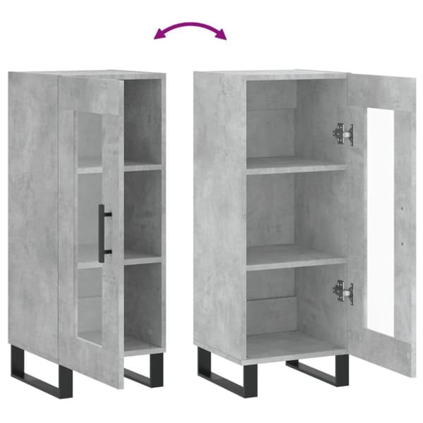 vidaXL Skjenk betonggrå 34,5x34x90 cm konstruert tre
