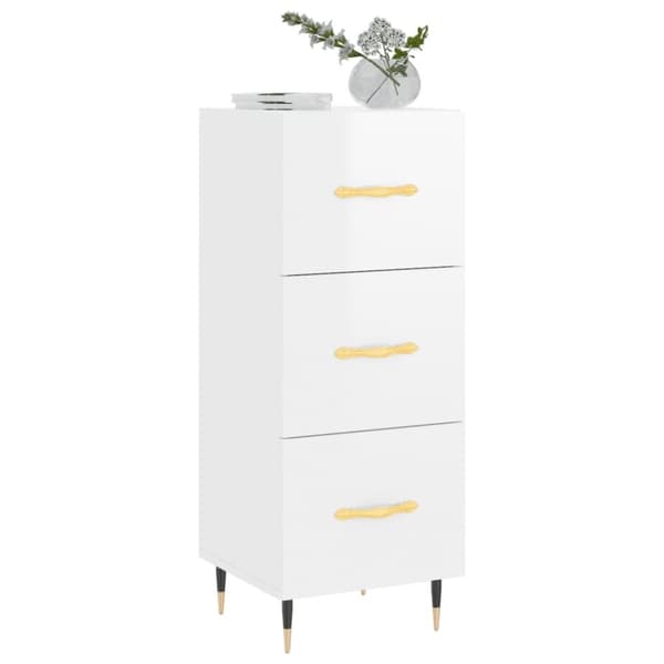 vidaXL skænk 34,5x34x90 cm konstrueret træ hvid højglans