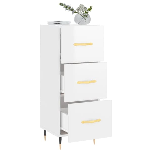 vidaXL skænk 34,5x34x90 cm konstrueret træ hvid højglans