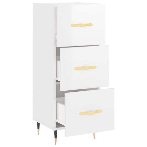 vidaXL skænk 34,5x34x90 cm konstrueret træ hvid højglans