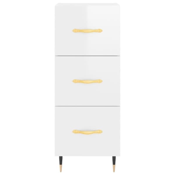 vidaXL skænk 34,5x34x90 cm konstrueret træ hvid højglans