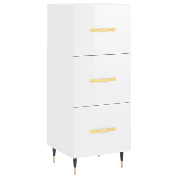 vidaXL skænk 34,5x34x90 cm konstrueret træ hvid højglans