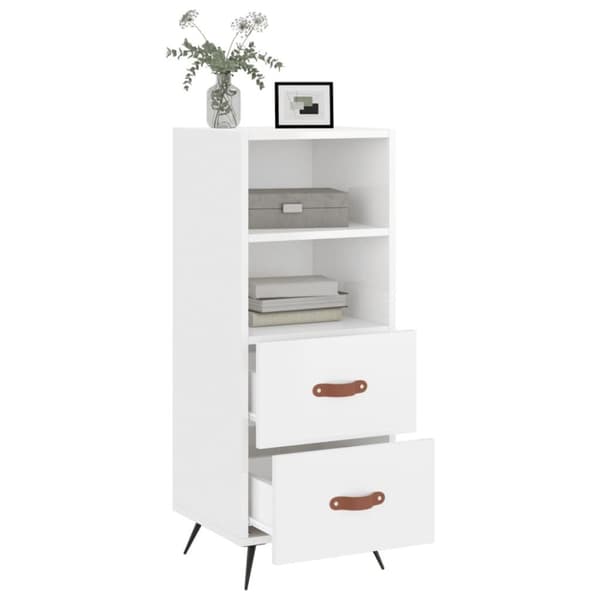 vidaXL Skjenk høyglans hvit 34,5x34x90 cm konstruert tre