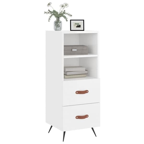 vidaXL Skjenk høyglans hvit 34,5x34x90 cm konstruert tre