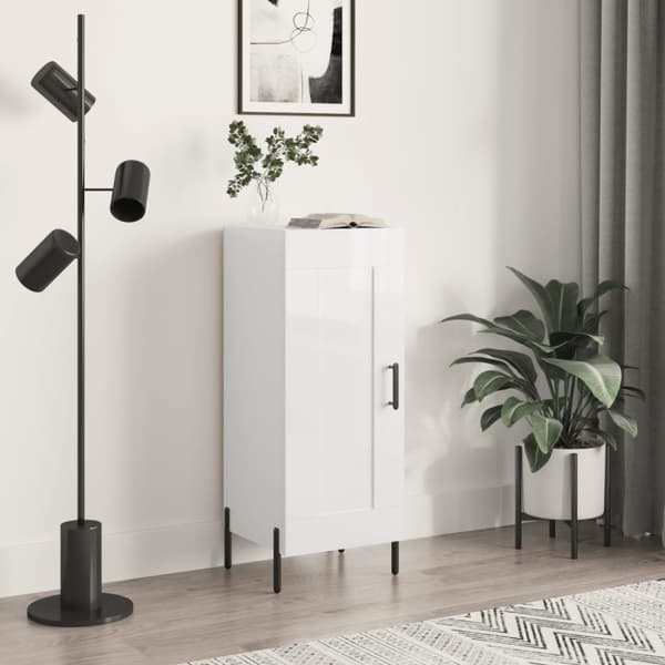 vidaXL skænk 34,5x34x90 cm konstrueret træ hvid højglans