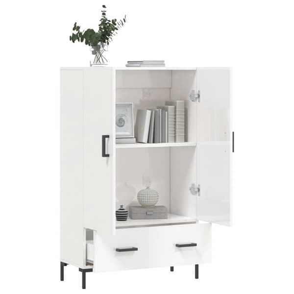 vidaXL Highboard høyglans hvit 69,5x31x115 cm konstruert tre
