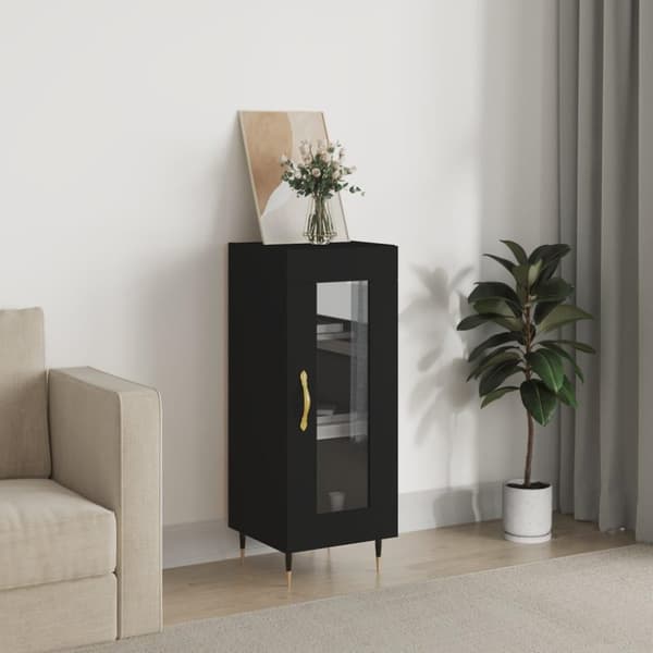 vidaXL skænk 34,5x34x90 cm konstrueret træ sort