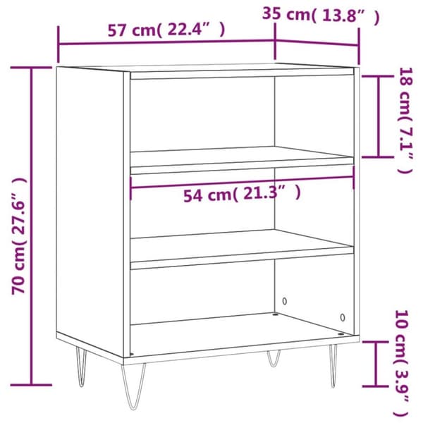 vidaXL Senkki betoninharmaa 57x35x70 cm tekninen puu