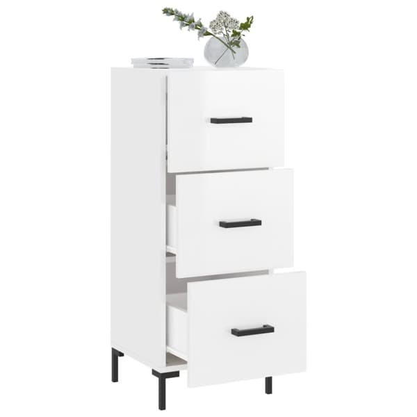 vidaXL Skjenk høyglans hvit 34,5x34x90 cm konstruert tre