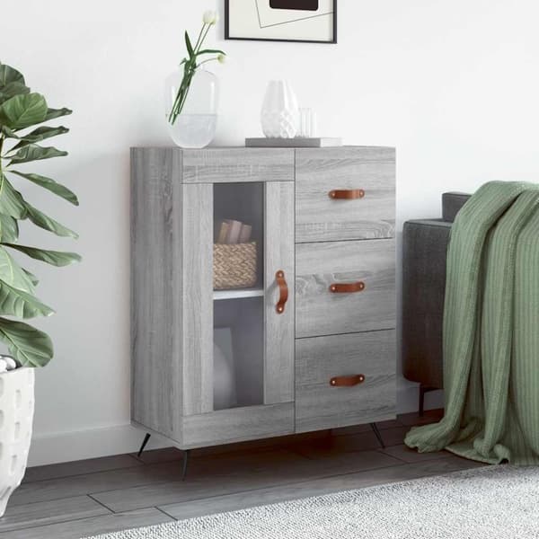 vidaXL skænk 69,5x34x90 cm konstrueret træ grå sonoma-eg