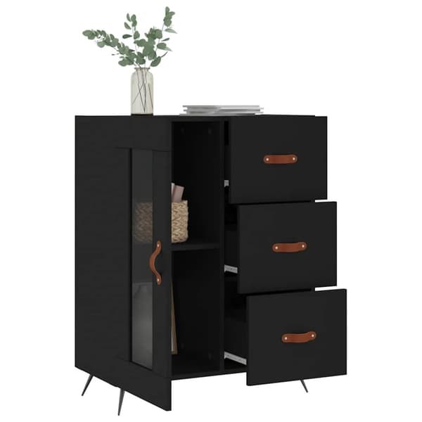 vidaXL Skjenk svart 69,5x34x90 cm konstruert tre