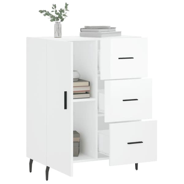 vidaXL skænk 69,5x34x90 cm konstrueret træ hvid højglans