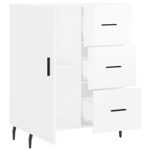 vidaXL skænk 69,5x34x90 cm konstrueret træ hvid højglans