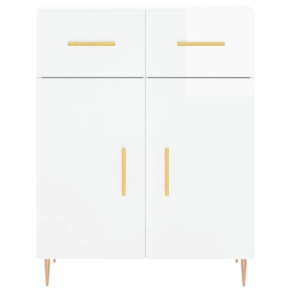 vidaXL skænk 69,5x34x90 cm konstrueret træ hvid højglans
