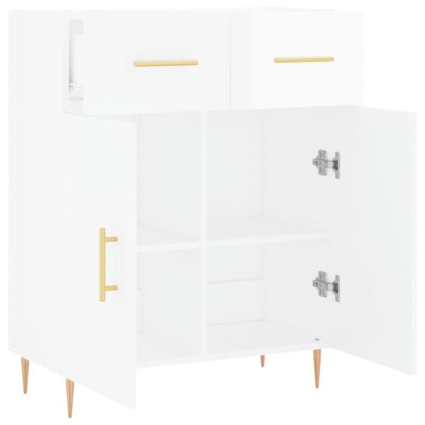 vidaXL Skjenk høyglans hvit 69,5x34x90 cm konstruert tre