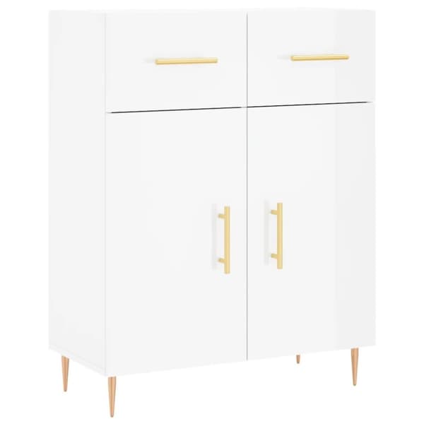 vidaXL Skjenk høyglans hvit 69,5x34x90 cm konstruert tre