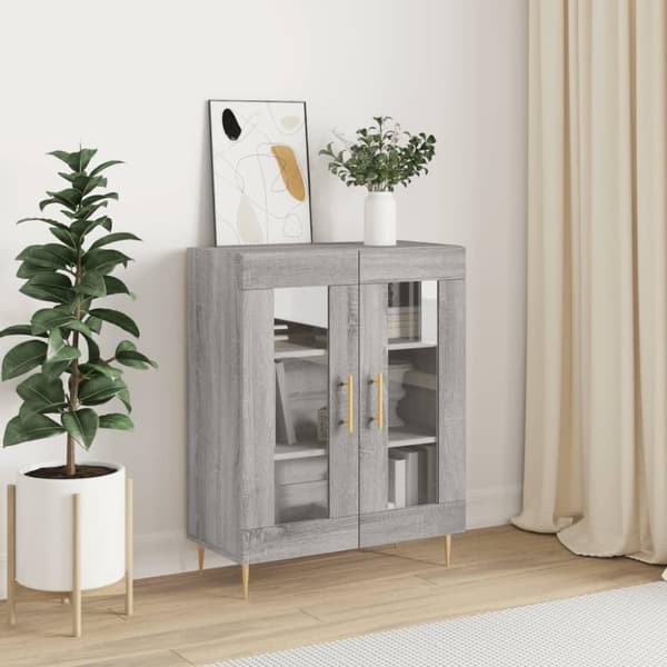 vidaXL skænk 69,5x34x90 cm konstrueret træ grå sonoma-eg