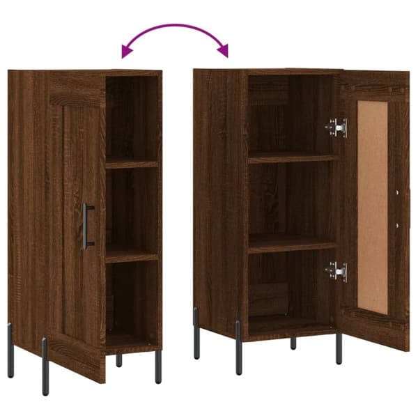 vidaXL Skjenk brun eik 34,5x34x90 cm konstruert tre