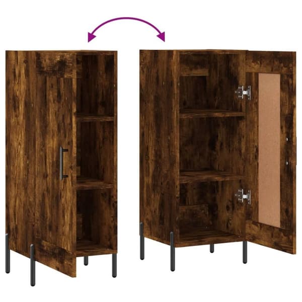 vidaXL Skjenk røkt eik 34,5x34x90 cm konstruert tre