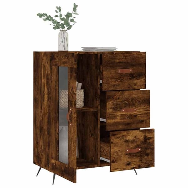 vidaXL Skjenk røkt eik 69,5x34x90 cm konstruert tre