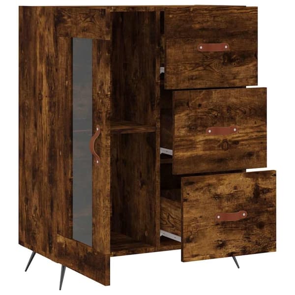 vidaXL Skjenk røkt eik 69,5x34x90 cm konstruert tre