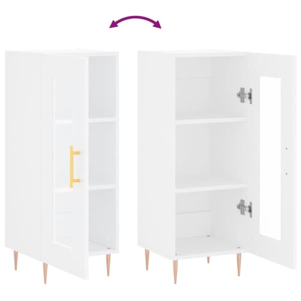vidaXL Skänk vit 34,5x34x90 cm konstruerat trä