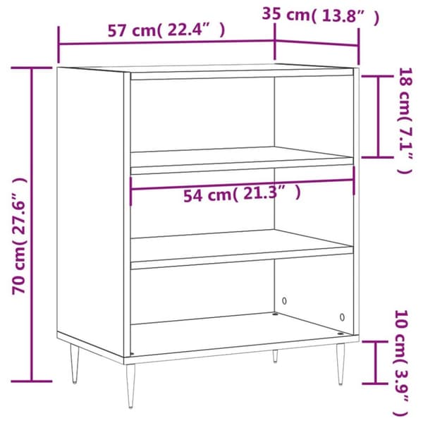 vidaXL Senkki harmaa Sonoma 57x35x70 cm tekninen puu