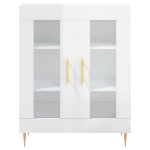 vidaXL skænk 69,5x34x90 cm konstrueret træ hvid højglans