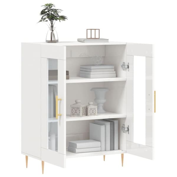 vidaXL Skjenk høyglans hvit 69,5x34x90 cm konstruert tre