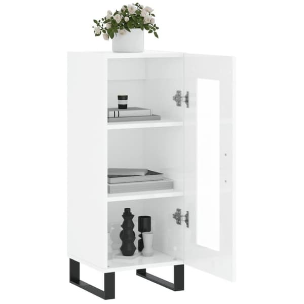 vidaXL Skjenk høyglans hvit 34,5x34x90 cm konstruert tre