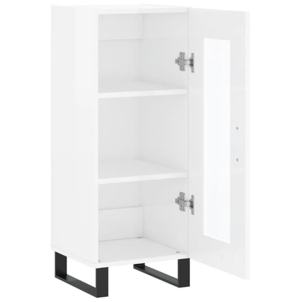 vidaXL Skjenk høyglans hvit 34,5x34x90 cm konstruert tre