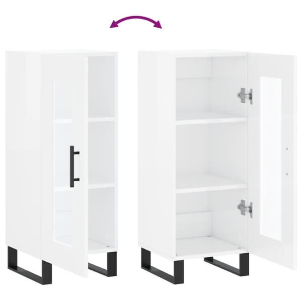 vidaXL Skjenk høyglans hvit 34,5x34x90 cm konstruert tre