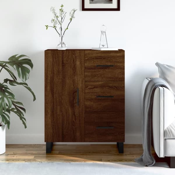vidaXL skænk 69,5x34x90 cm konstrueret træ brun egetræsfarve